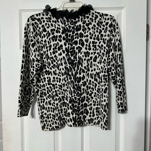 White House Black Market Animal Print Button Front Cardigan Sweater - Picture 10 of 16